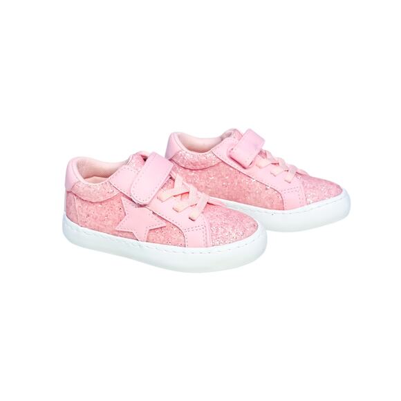 FabKids Pink Glitter Star Sneakers - Toddler Size 8 - Picture 5 of 10